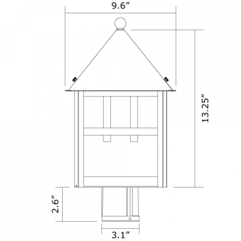 Bungalow Lantern 10 in. Wide Exterior Post Light