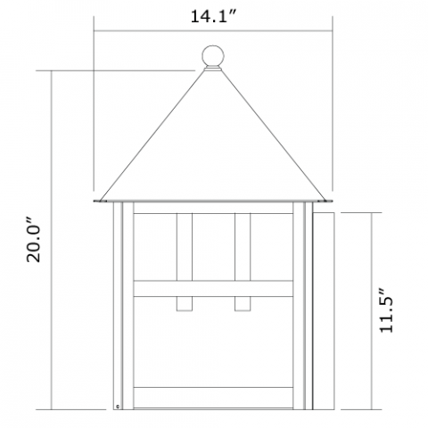 Bungalow Lantern 14 in. Wide Flush Exterior Wall Light