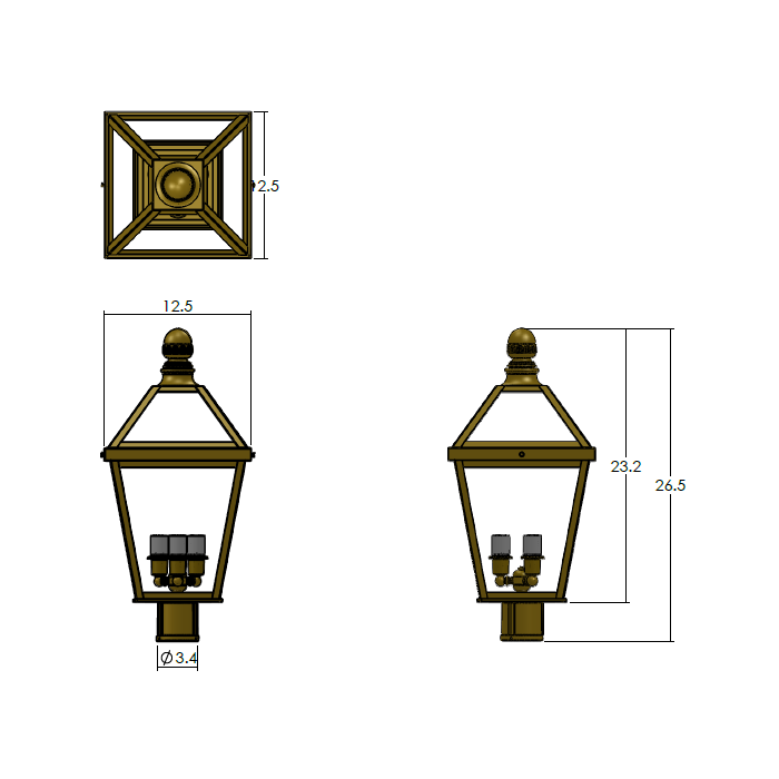 London™ Lantern 12 in. Wide Exterior Post Light