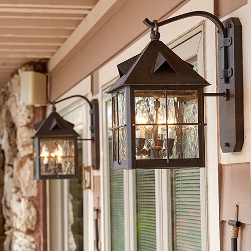 Stonehaven™ Lantern 10 in. Wide Scrolled Hook Exterior Wall Light