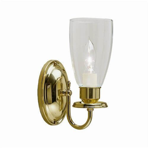 Glendale™ One Light Curved Arm Sconce with hurricane shade holder