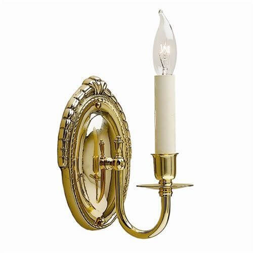 Sheraton™ One Light Curved Arm Sconce with electric candle