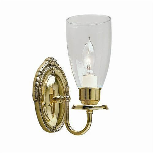 Sheraton One Light Curved Arm Sconce with hurricane shade holder
