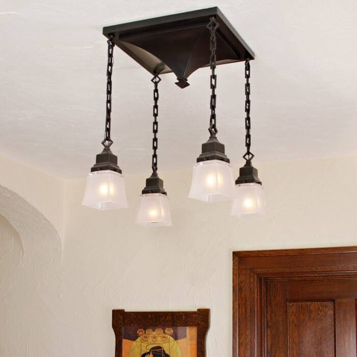Golden Gate™ Four Light Chain Drop Chandelier with 2-1/4 in. shade holders