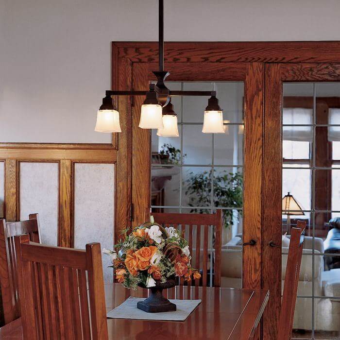 Four Light Chandelier With 2 1 4 In, Craftsman Lighting Dining Room Table