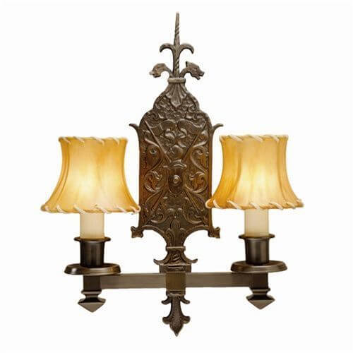 Tudor Dragon™ Two Light Straight Arm Sconce with electric candles