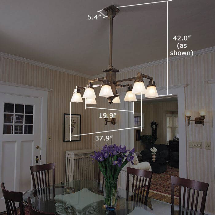 Hartford™ Eight Light Rectangular Chandelier with 2-1/4 in. shade holders down