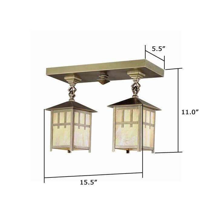 Craftsman Lantern™ Two Light Chain Link Kitchen Ceiling Light