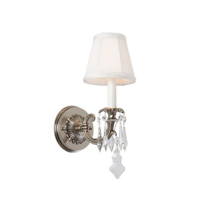 Saint Tropez™ One Light Curved Arm Sconce with electric candle and crystal
