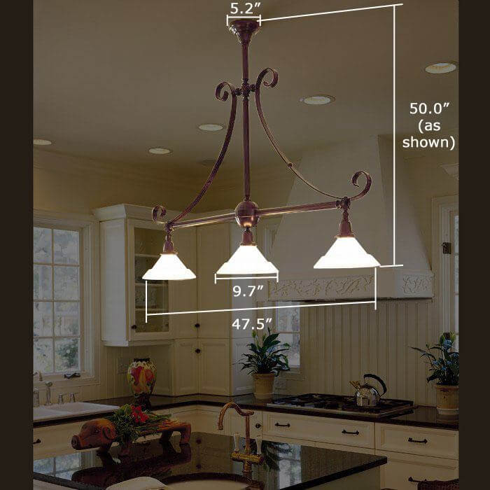 Shoreland™ Three Light Scroll Chandelier with 2-1/4 in. shade holders