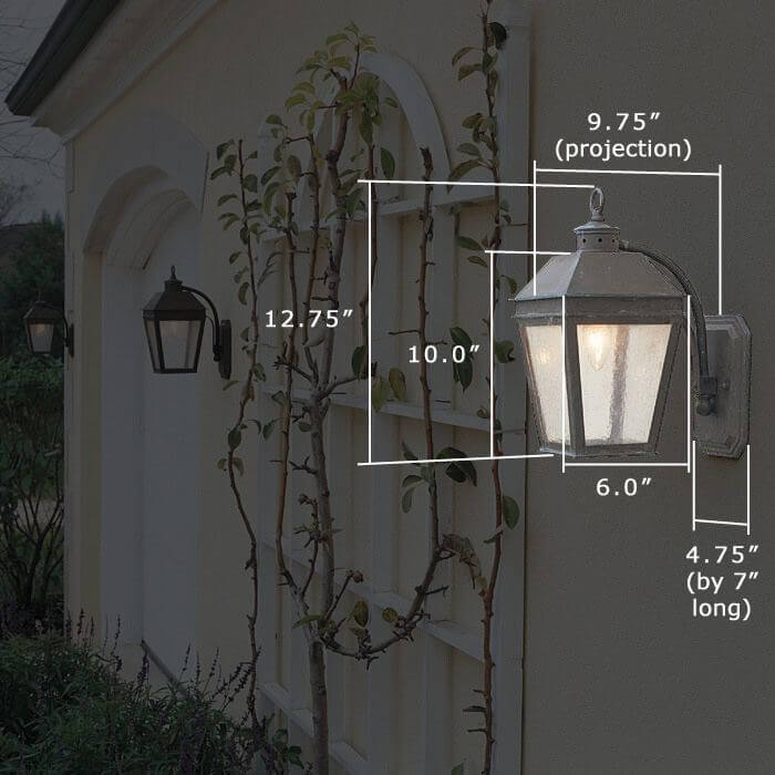 Provincial™ Lantern 6 in. Wide Curved Arm Exterior Wall Light