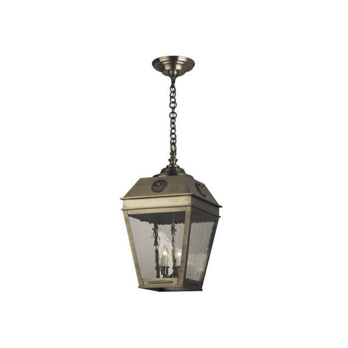 French Country Lantern 11 in. Wide Chain Hung Exterior Pendant Light