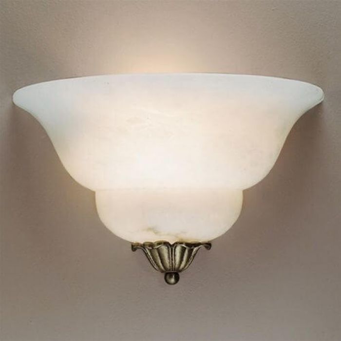 Raphael™ 12 in. Wide Leaf Finial Alabaster Wall Sconce
