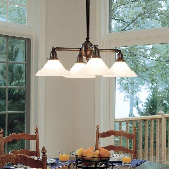 Shoreland™ Four Light Chandelier with 2-1/4 in. shade holders down