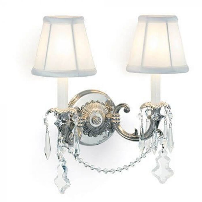 Saint Tropez™ Two Light Curved Arm Sconce with electric candles and crystal