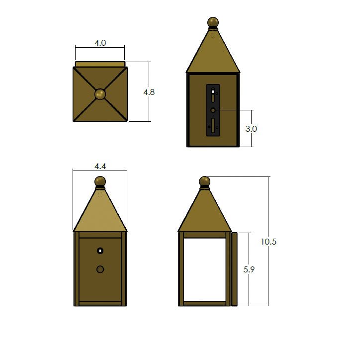 Carriage™ Lantern 4 in. Wide Flush Exterior Wall Light