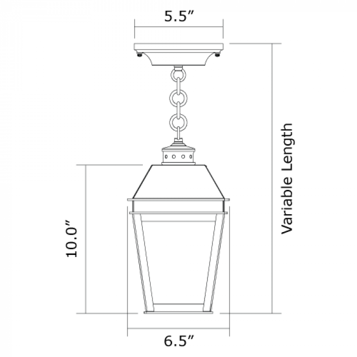Provincial Lantern 6 in. Wide Chain Hung Exterior Pendant Light