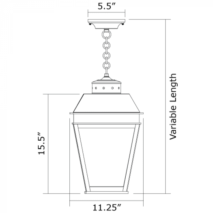 Provincial Lantern 11 in. Wide Chain Hung Exterior Pendant Light