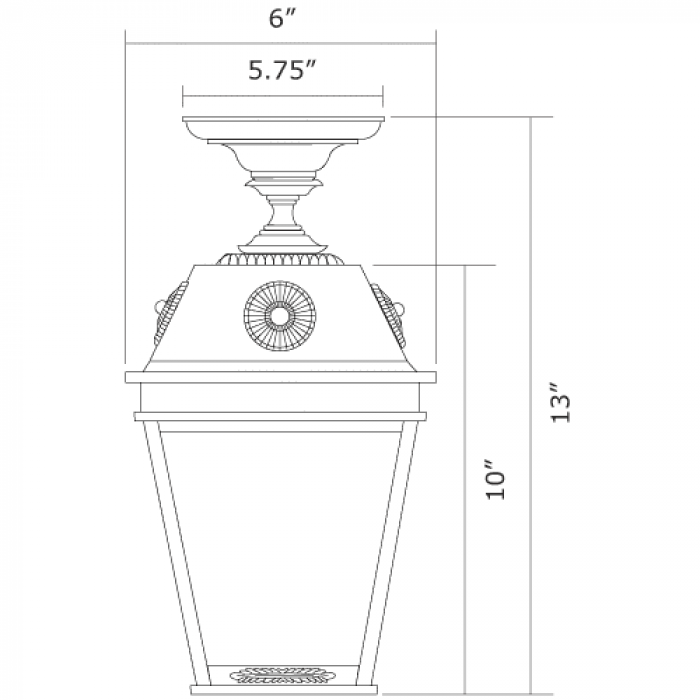 French Country Lantern 6 in. Wide Semi Flush Exterior Ceiling Light