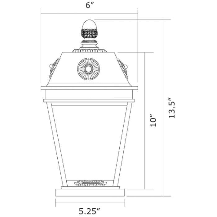 French Country Lantern 6 in. Wide Exterior Pier Light