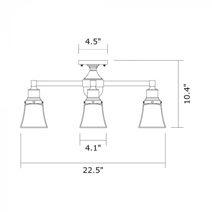 Oak Park Four Light Semi Flush Ceiling Fixture with 2-1/4 in. Shade Holders
