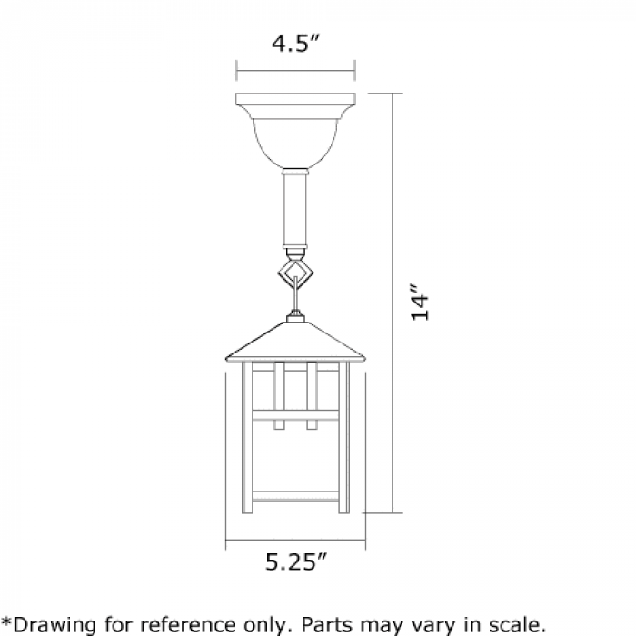 Craftsman Lantern 5 in. Wide Straight Arm w/ Ring Wall Light w/ Sliding Canopy