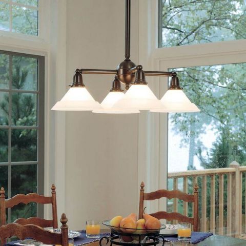 Shoreland™ Four Light Chandelier with 2-1/4 in. shade holders down