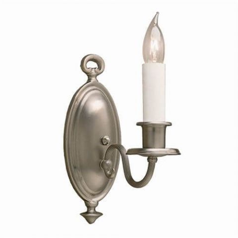 Georgian Revival™ One Light Curved Arm Sconce with electric candle