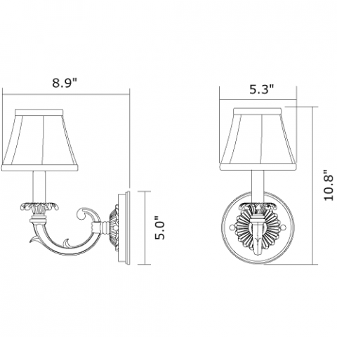 Saint-Tropez One Light Curved Arm Sconce with electric candle