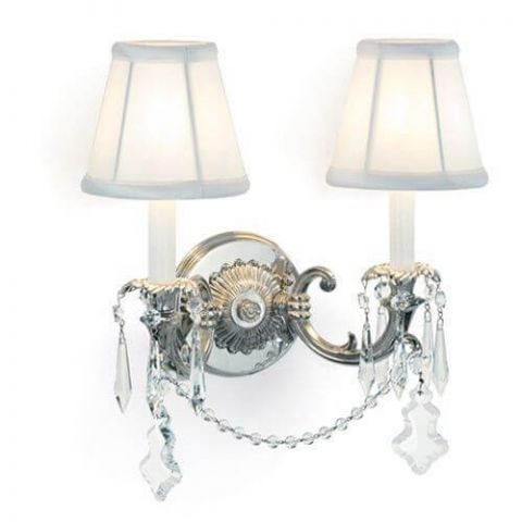 Saint Tropez™ Two Light Curved Arm Sconce with electric candles and crystal