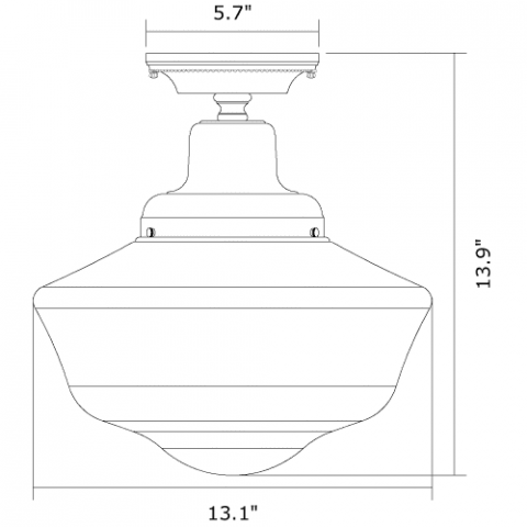 Carlton One Light Flush Ceiling Fixture with 6-1/4 in. shade holder