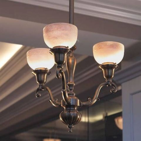 Canterbury™ Three Light Curved Arm Chandelier with 2-1/4 in. shade holders
