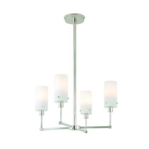 Tribeca Four Light Modern Chandelier with glass shades up