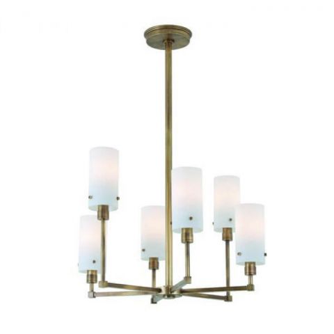 Tribeca Six Light Modern Chandelier with glass shades