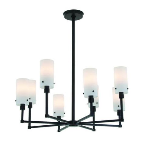 Tirbeca Eight Light Modern Chandelier with glass shades