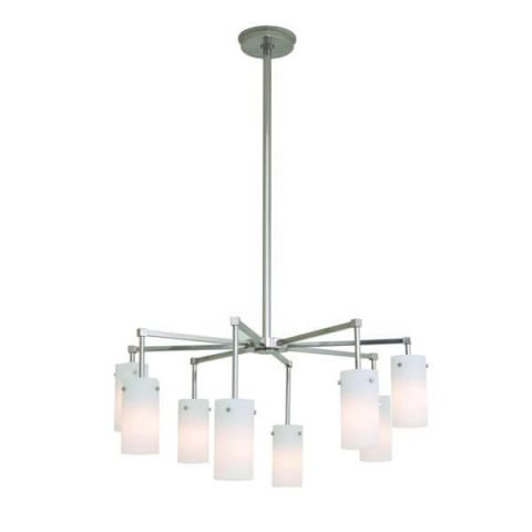 Tribeca Semplice Eight Light Modern Chandelier with glass shades down