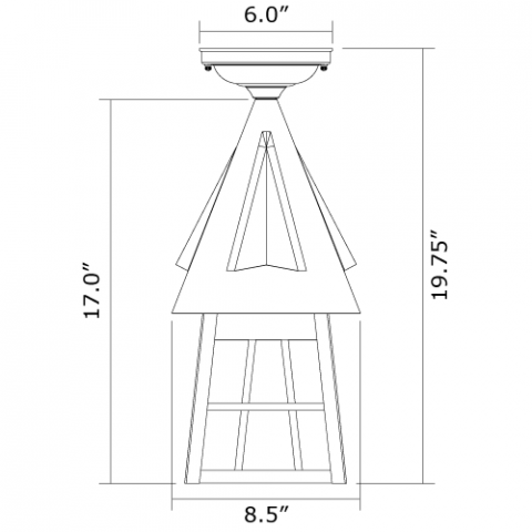 European Country Lantern 8 in. Wide Semi Flush Exterior Ceiling Light