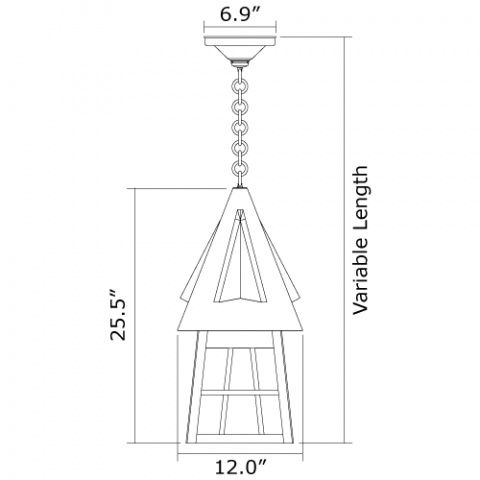 European Country Lantern 12 in. Wide Chain Hung Exterior Pendant Light