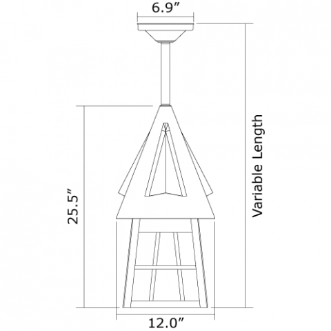 European Country Lantern 12 in. Wide Solid Stem Exterior Pendant Light