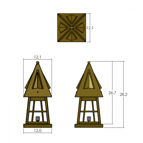 European Country Lantern 12 in. Wide Exterior Pier Light