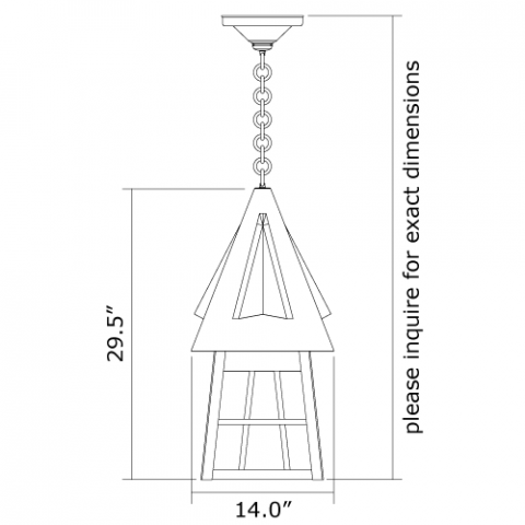 European Country Lantern 14 in. Wide Chain Hung Exterior Pendant Light