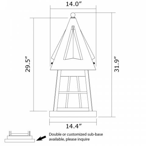 European Country Lantern 14 in. Wide Exterior Pier Light