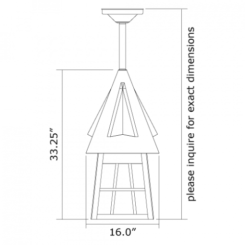 European Country Lantern 16 in. Wide Solid Stem Exterior Pendant Light