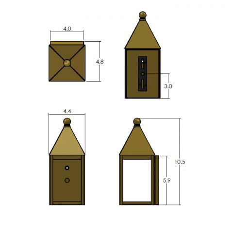 Carriage™ Lantern 4 in. Wide Flush Exterior Wall Light