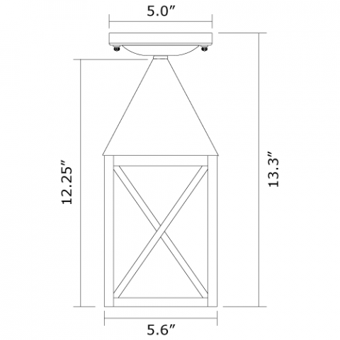 Carriage Lantern 6 in. Wide Semi Flush Exterior Ceiling Light