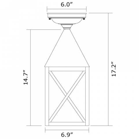 Carriage Lantern 7 in. Wide Semi Flush Exterior Ceiling Light