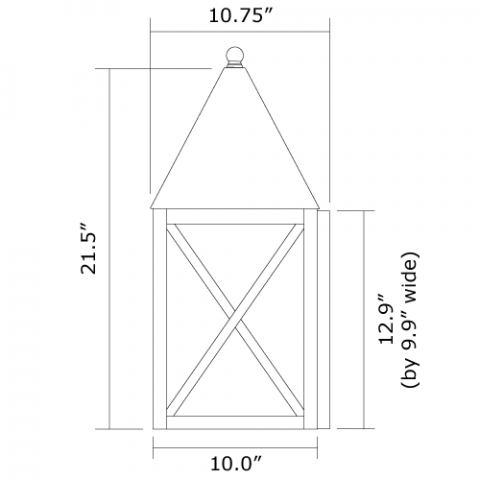 Carriage Lantern 10 in. Wide Flush Exterior Wall Light