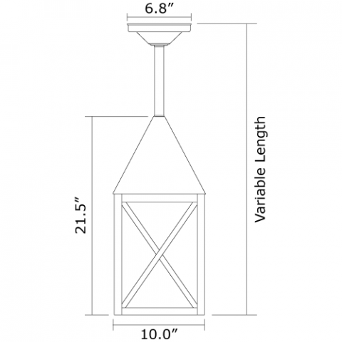 Carriage Lantern 10 in. Wide Solid Stem Exterior Pendant Light