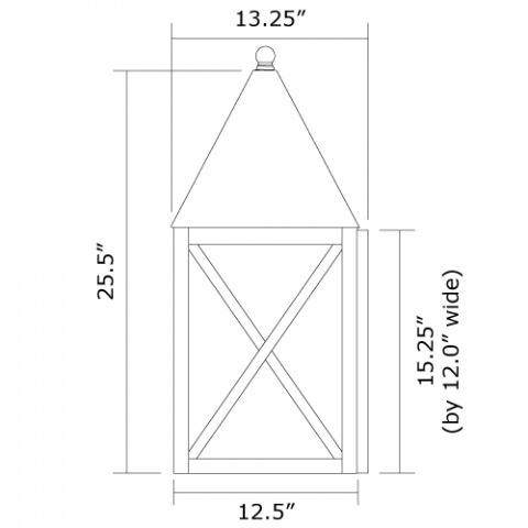 Carriage Lantern 12 in. Wide Flush Exterior Wall Light