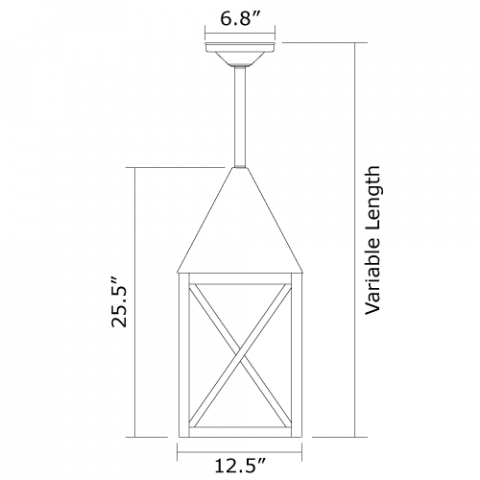 Carriage Lantern 12 in. Wide Solid Stem Exterior Pendant Light